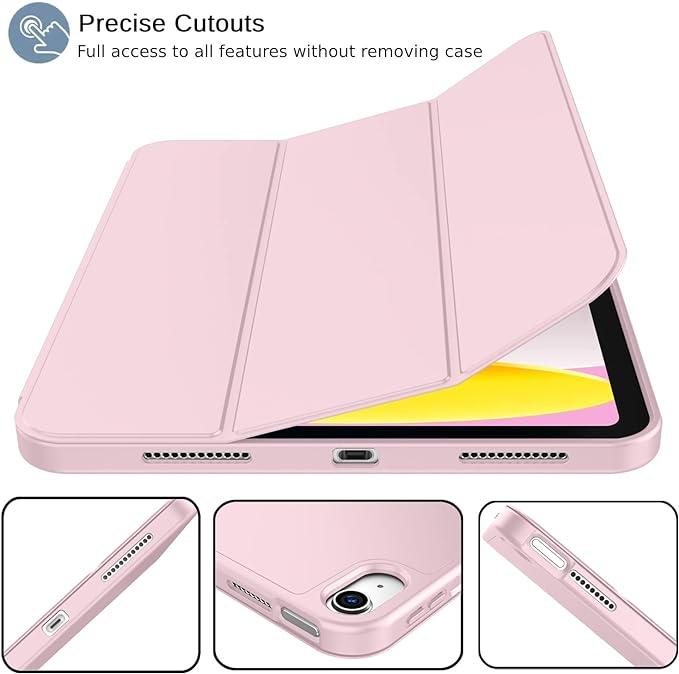 New iPad 10th Generation Case 2022 10.9 Inch with Pencil Holder, Trifold Stand Smart Case with Soft TPU Back Auto Wake Sleep Handheld Protection Cover