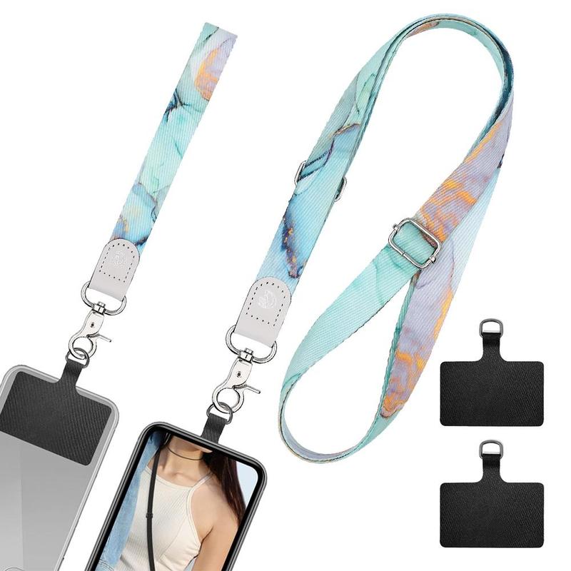 Portable Anti-lost Phone Lanyard Set, Including Adjustable Neck Strap & Wrist Strap & 2 Pads, Universal Crossbody Cell Phone Lanyard, Phone Accessories