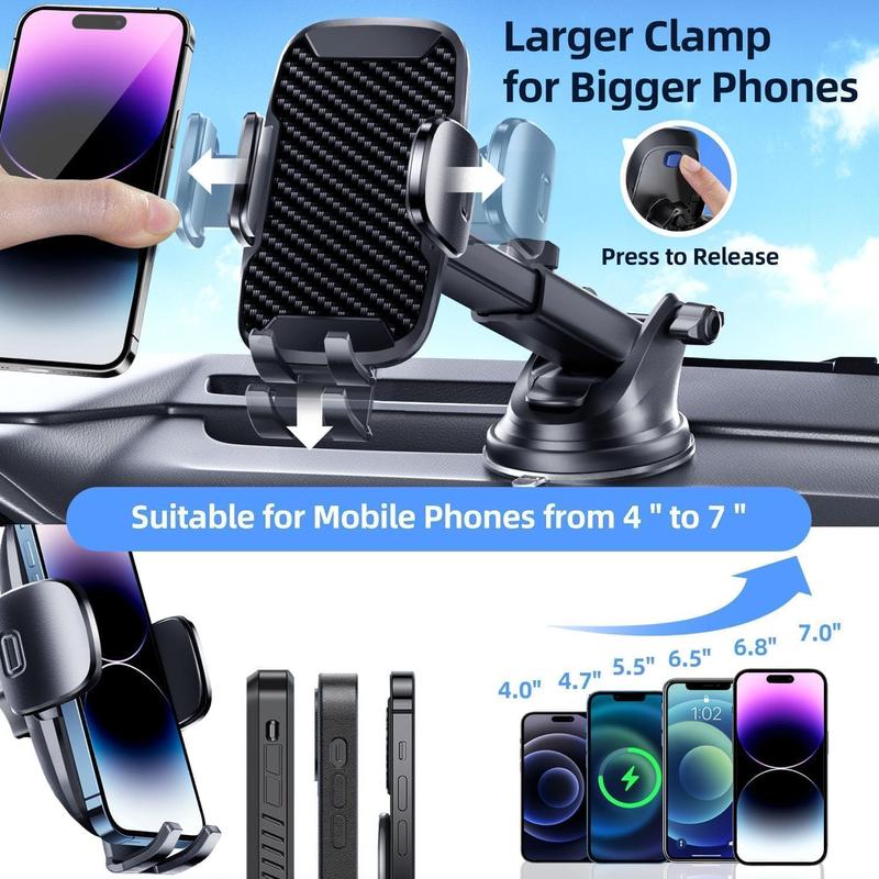 Car Phone Holder, Car Phone Mount 360° Rotation, Upgraded Version with Strong Suction Power,Car Phone Cradle for Dashboard Windscreen Air Vent, Car Phone Holder for All 4.1''-7.1'' Phones-Black