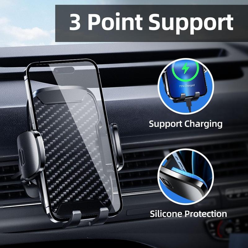 Car Phone Holder, Car Phone Mount 360° Rotation, Upgraded Version with Strong Suction Power,Car Phone Cradle for Dashboard Windscreen Air Vent, Car Phone Holder for All 4.1''-7.1'' Phones-Black