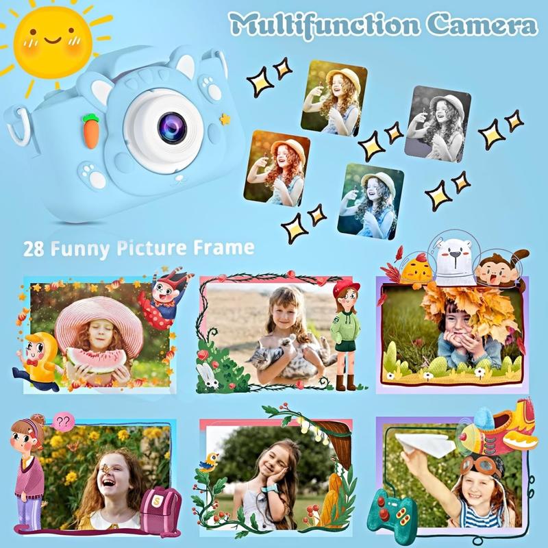 Kids Camera for Boys and Girls,Digital Camera for Kids Toy Gift, Toddler Camera Christmas Birthday Gifts for Age 3-12 with 32GB SD Card, Video Recorder 1080P IPS 2 Inch