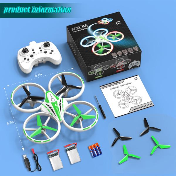 AFUNX Drone for Kids and Beginners Mini RC Helicopter Quadcopter Drone with 7 color LED Lights, Altitude Hold, Headless Mode, Kids Little Drone Toys Gifts for Boys and Girls with Remote Control ( Green Red)