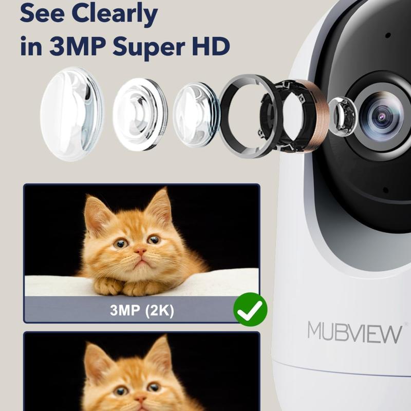 PK320 2K Indoor 360° Security Camera: 2.4GHz 5GHz WiFi,Night Vision,AI,2-Way Talk,AI Motion Detection,Cloud Storage,No monthly fee,Baby Monitor With APP