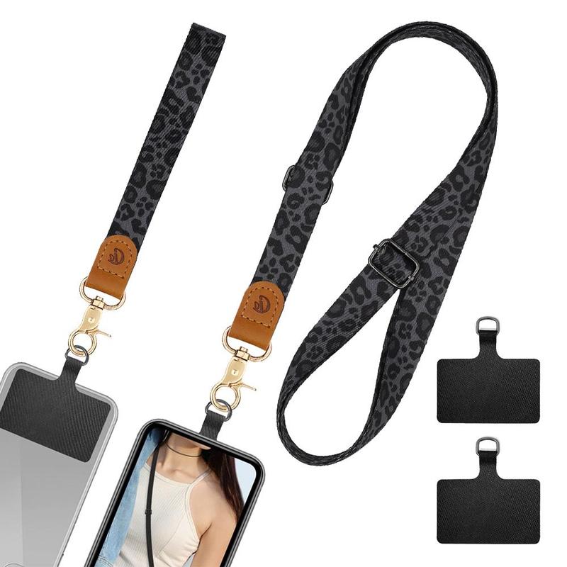 Portable Anti-lost Phone Lanyard Set, Including Adjustable Neck Strap & Wrist Strap & 2 Pads, Universal Crossbody Cell Phone Lanyard, Phone Accessories