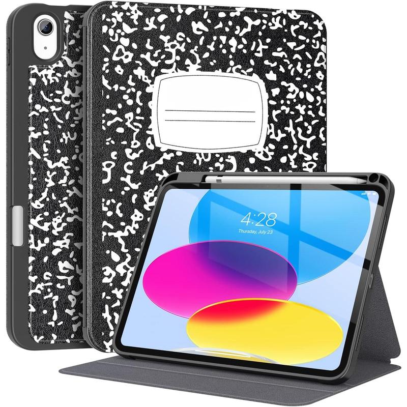 Case for ipad 10th Generation 10.9 Inch 2022 with Pencil Holder-[Multi Viewing Angles+Auto Wake Sleep], Premium Folio Stand Case with Soft TPU Back Cover for iPad 10th Gen 2022-Book