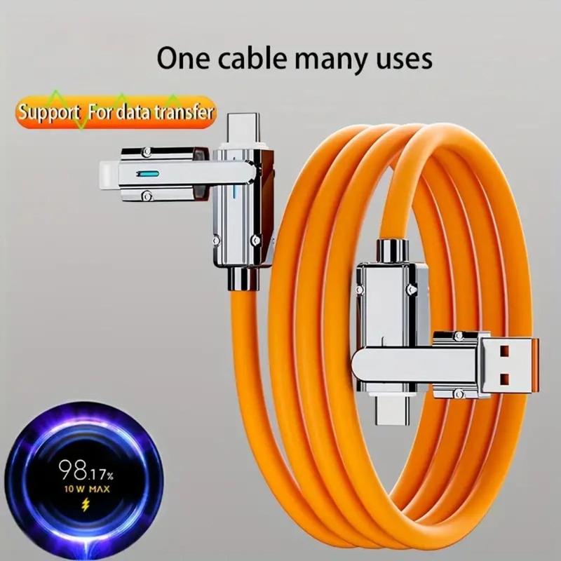 10W Multifunctional 4 In 1 Fast Charging Data Cable, Universal Fast Charging Cable, Mobile Phone Accessories Compatible with iPhone & Type C USB Port