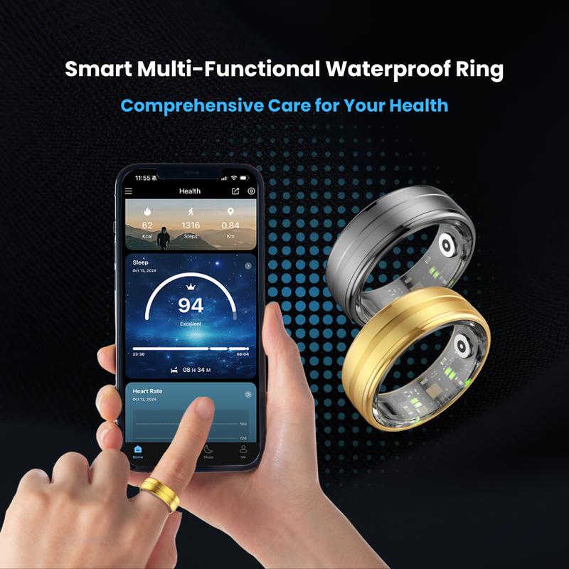 LuuLake Smart Ring RL: Fitness Data Tracking, Sleep Monitoring, Heart Rate, Blood Oxygen, Selfies & Waterproof Android ios Workout