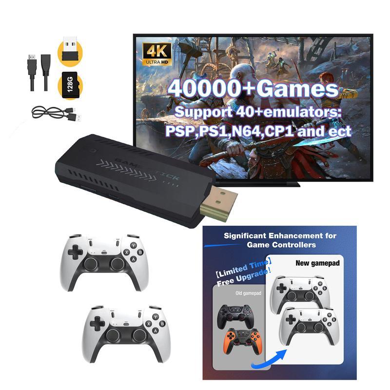 2024 New M15 128G Retro Game Stick- Retro Play Game Stick,Nostalgia Stick Game,40+ Classic Emulators,4K HDMI Output,Plug and Play Video Game Stick Built in 40000+ Games with 2.4G Wireless Controllers(128G),Back to school gift