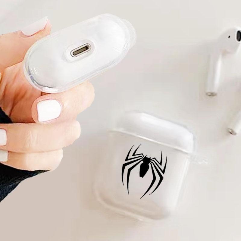 Spider Emblem Design Earphone Case with Hiking Buckle, Shockproof & Anti-fall TPU Earphone Cover for AirPods 1 2, 3, Pro, Pro 2, Gift for Friend