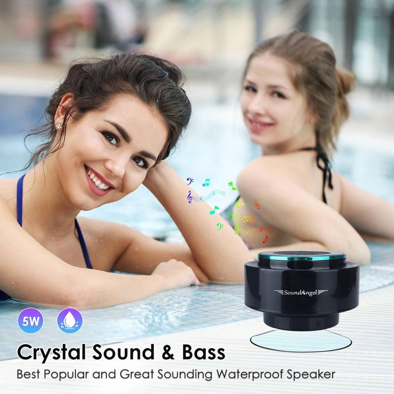 , Upgraded, Shower Speaker, Certified IPX7 Waterproof Bluetooth Wireless Speaker, Electronics Gifts for Girls Boys Men Women Kids, 5W Mini Portable Speaker with Suction Cup and Mic for Bathroom