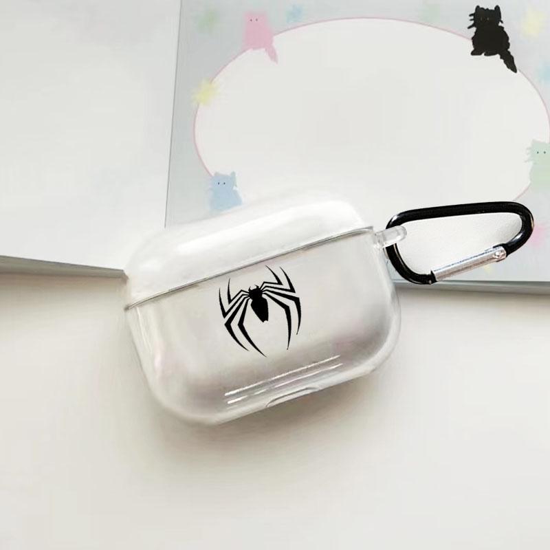 Spider Emblem Design Earphone Case with Hiking Buckle, Shockproof & Anti-fall TPU Earphone Cover for AirPods 1 2, 3, Pro, Pro 2, Gift for Friend