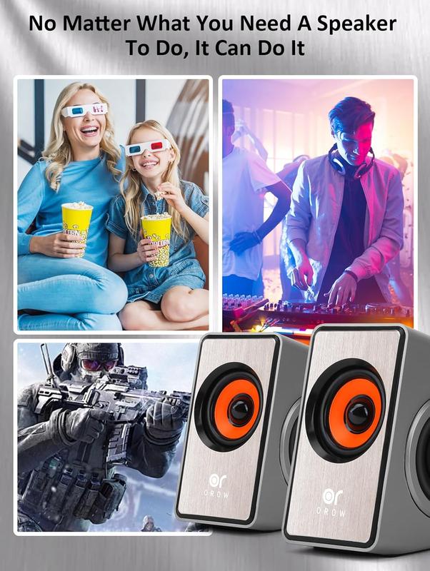 OROW Computer Speaker, 12W Desktop Speaker with Volume Control, 3.5mm Speaker, USB , Dual Diaphragm, USB Speaker for PC Laptop  iMac Projector()