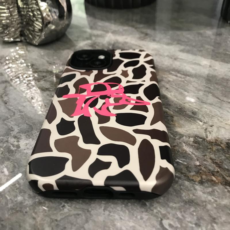 Old School Camo Redneck Duck Hot Pink Tough Phone Case, Gifts for Her, Hunting Gift, Camo Phone Case for iPhone 15Pro, 14, 13, 12, 11, 8, XR Mini, Pro Max, Plus Accessories Protection apple phone