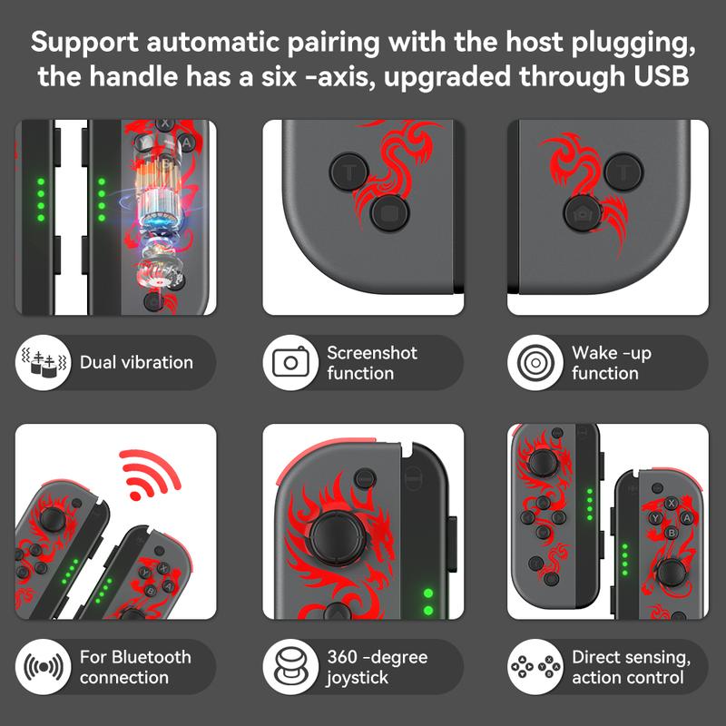 Joypad Controller for Nintendo Switch, L R Wireless Controllers for Switch Lite OLED, Cool Replacement Controllers with Dual Vibration, Wake-up switch controller switch joycons