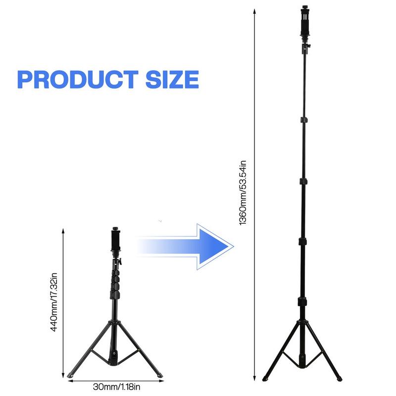 136CM Bracket Photography Adjustable Photo Studio Stand Portable Mount Aluminum Tripod Brackets Cellphone Holder Selfie Smartphone