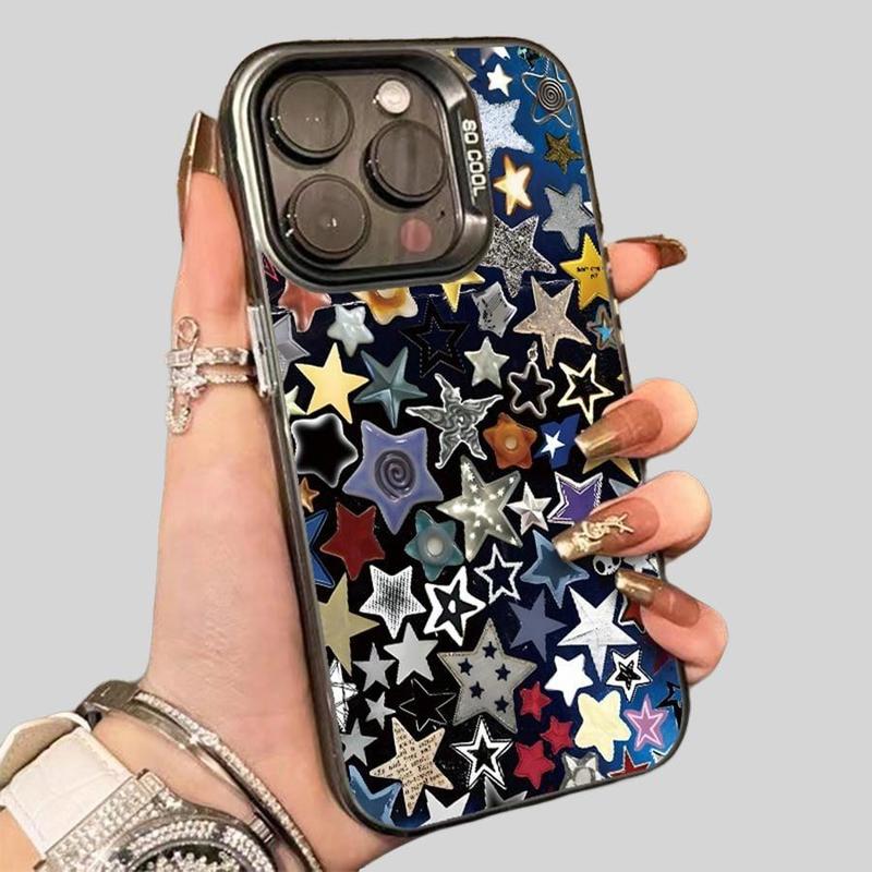 Star Pattern Phone Case, Anti-drop Phone Protector Cover, Phone Accessories Compatible with iPhone 11 12 13 14 iPhone 15 Pro Max Case