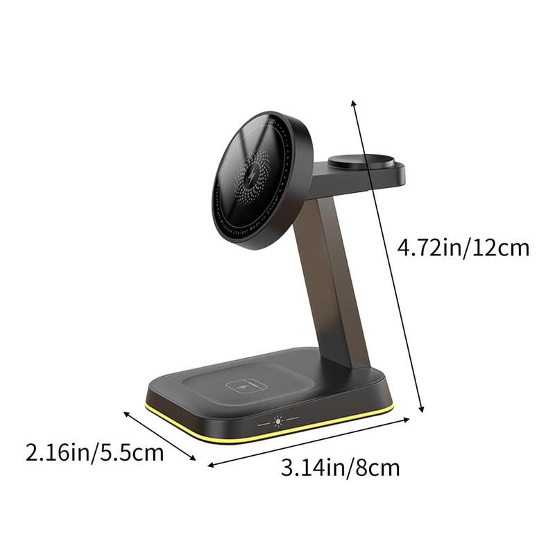 3 in 1 Wireless Charger, 15W Fast Magnetic Charging Station, Wireless Charging Stand Compatible with iPhone 15 14 13 12 11 Series, AirPods Pro 3 2, iWatch Ultra 9 8 7 6 5 4 3 2 SE, Stocking Fillers Gift