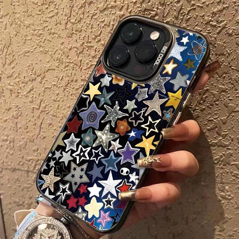 Star Pattern Phone Case, Anti-drop Phone Protector Cover, Phone Accessories Compatible with iPhone 11 12 13 14 iPhone 15 Pro Max Case