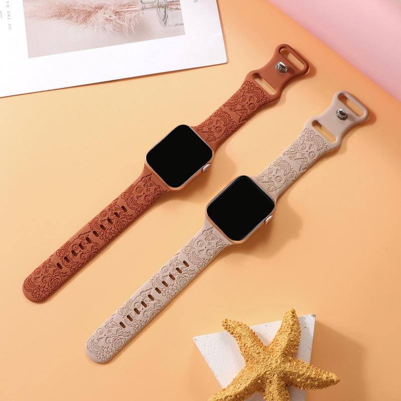 Fashion Skull Pattern Watch Band (Band Only), Soft Silicone Sport Wristband Replacement Band, Wearable Accessories Compatible with iWatch Ultra 1 2 Series SE 9 8 7 6 5 4 3 2 1