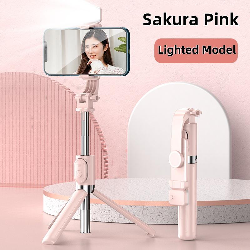 New Selfie Stick Tripod With Detachable Wireless Remote.Compact Live Extendable Portable Selfie Stick,Live Tripod Stand With Fill light,Compatible with iPhone Samsung Smartphone,Lightweight Travel Tripod for Selfies Video Recording Vlog Accessories