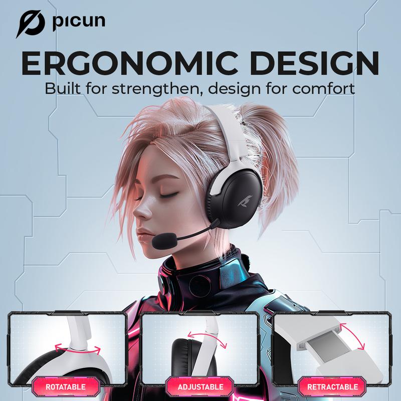 [Jingle Deals, Joyful Sounds]Picun G3 Wireless Gaming Headset 2.4GHz Version, Low Latency 53mm 3D Spatial Audio ENC Microphone, HD Talking Bluetooth Headset for Gamers PC PS5 game headphone ,Earbud Electronic