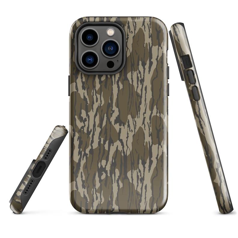 Camo Tough Case for iPhone, Mossy Oak Bottomland Phone Case iPhone 15Pro, 14, 13, 12, 11, 8, XR Mini, Pro Max, Plus Accessories Protection