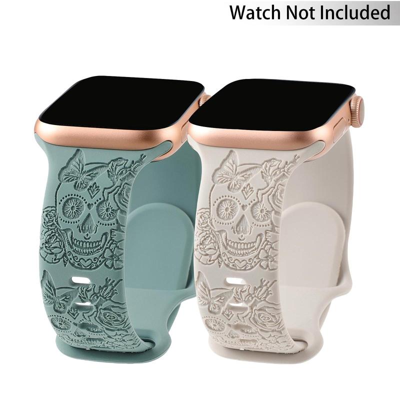 Fashion Skull Pattern Watch Band (Band Only), Soft Silicone Sport Wristband Replacement Band, Wearable Accessories Compatible with iWatch Ultra 1 2 Series SE 9 8 7 6 5 4 3 2 1