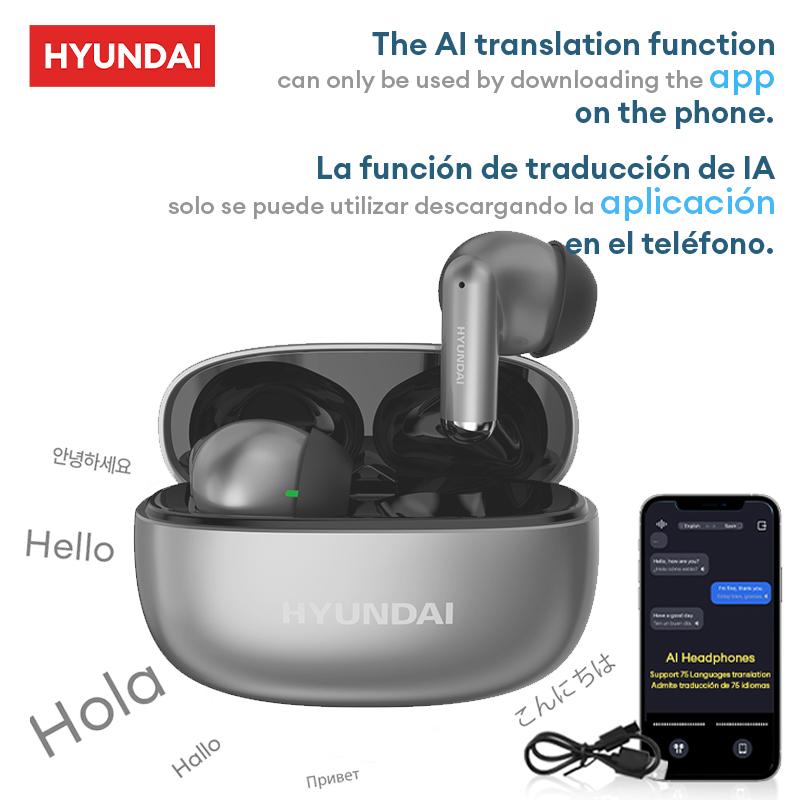 Hyundai Y10 AI  Wireless Bluetooth Headphones For Playing Music And Phone Call Support 75 Languages Face-to-Face& Simultaneous ,Video Voice Real Time Translation Headphone And Meeting Summary Function Earbuds