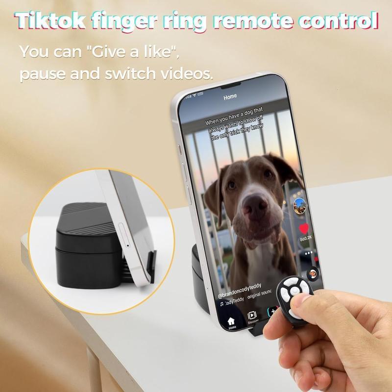 Wireless Remote Control with Digital Display, USB Rechargeable 7 Keys Scroll Ring Clicker for Cell Phone Camera Video Shutter Selfie Button, Wireless Finger Page Turner Remote for iOS 15.0 Android 8.0