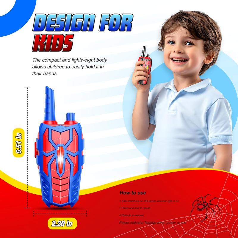 Spider Walkie Talkies for Kids Ages 3-10: Christmas Birthday Gifts Walkie Talkies Toys for 3 4 5 6 7 8 Year Old Boys Girls Toddlers Outdoor Camping Toy Games for Boy Girl Kid Toddler Age 3-5 5-7 6-8