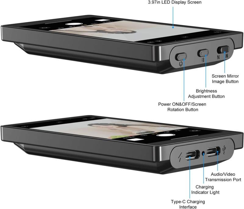 OmniMaster Phone Vlog Selfie Monitor Screen, Using Rear Camera for Selfie Vlog Live Stream (Wireless for iPhone & Android Phone. Wire for iPhone ONLY)