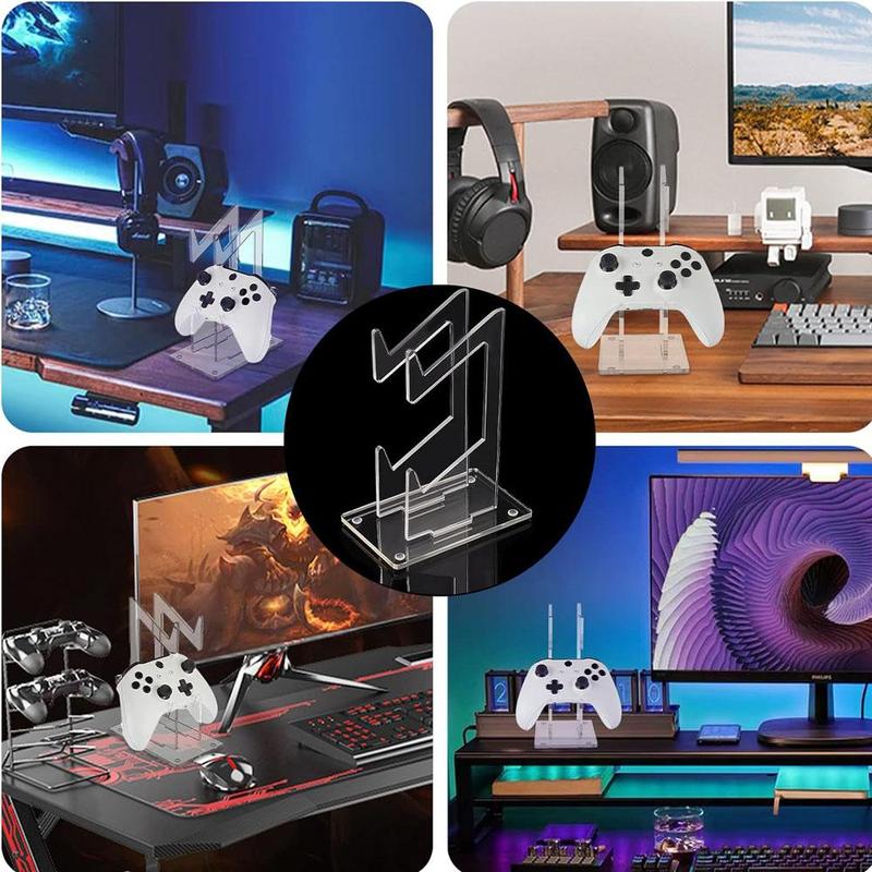 Game Controller Holder, 1 Count 2 Tiers Universal Dual Controller Stand, Headphone Holder, Acrylic Clear Controller Display Stand, Detachable Gamepad Desktop Stand [without Game Controller]