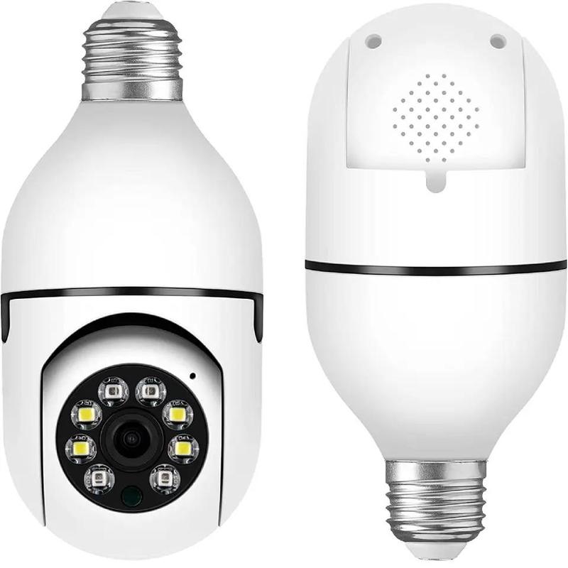 2.4G WiFi Wireless Security Camera, 1 Count E27 360° Bulb Surveillance Camera with Night Vision, Automatic Humanoid Tracking Camera for Home Security