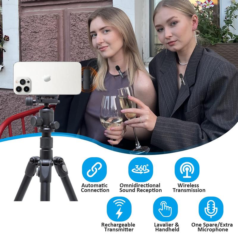 Professional Wireless Lavalier Lapel Microphone for iPhone15, iPad - Cordless Omnidirectional Condenser Recording Mic for Interview Video Podcast Vlog YouTub，※※※Only compatible with iPhone systems. Audio Smartphone audio android