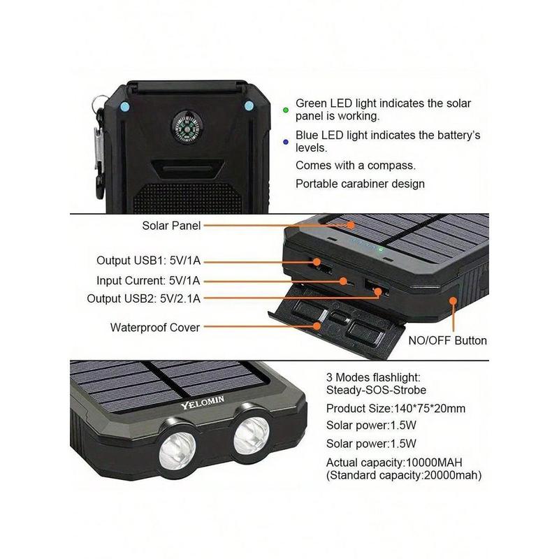 20000mAh USB Portable Charger Solar Mobile Power Bank 2024 Super