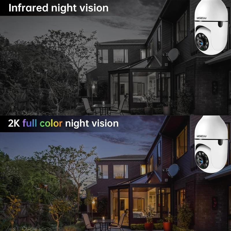 Light Bulb Security Cameras Wireless Outdoor - 5G&2.4G wifi bulb Cameras for Home Security Outside Indoor, Full-Color Night Vision, Siren Alarm, 24 7 Recording Bulb Camera Work with Alex