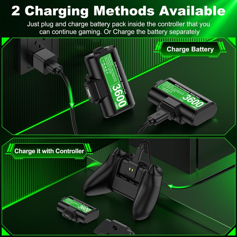 ESYWEN Upgrated Rechargeable Battery Packs for Xbox Series X|S Xbox One 2X3600mWh Xbox One Controller Battery with 4pcs Battery Covers for Xbox