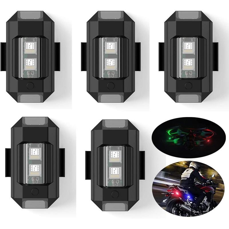 5PCS LED Strobe Drone Lights,7 Colors Drone Anti-Collision Lights Mini USB Rechargeable Night Warning Lighting for Car Motorcycle Aircraft RC Boat Dirt Bike Accessories Cameras