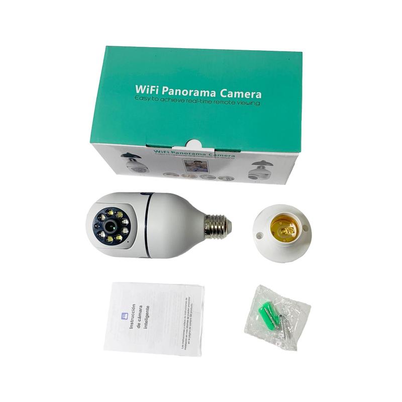 2.4G WiFi Wireless Security Camera, 1 Count E27 360° Bulb Surveillance Camera with Night Vision, Automatic Humanoid Tracking Camera for Home Security