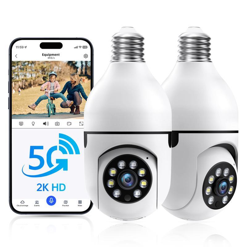 Light Bulb Security Cameras Wireless Outdoor - 5G&2.4G wifi bulb Cameras for Home Security Outside Indoor, Full-Color Night Vision, Siren Alarm, 24 7 Recording Bulb Camera Work with Alex