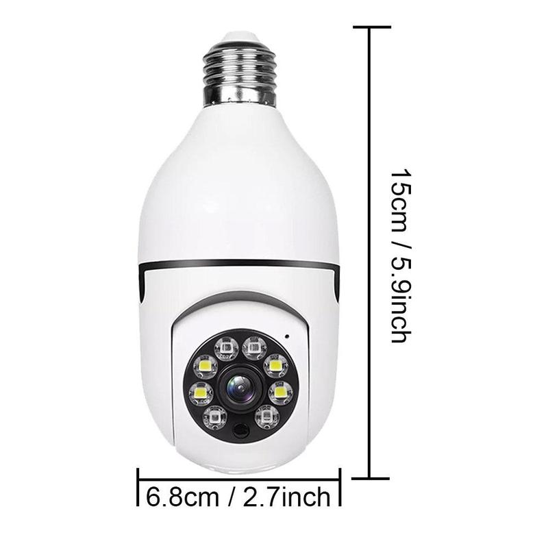 2.4G WiFi Wireless Security Camera, 1 Count E27 360° Bulb Surveillance Camera with Night Vision, Automatic Humanoid Tracking Camera for Home Security