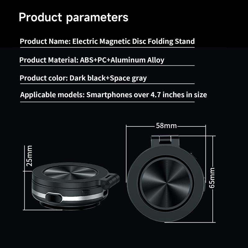 Electric Vacuum Magnetic Car Phone Mount - 360° Rotating Magnetic Phone Holder,Strong Magnetic Grip for Car Kitchen Mirro Gym Bath Shower Compatible with iPhone & Android (Black)