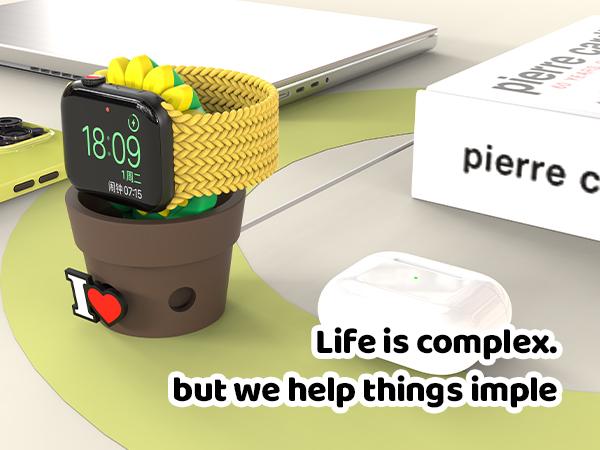 SIKAI Skin-Friendly Silicone Watch Stand Cute Plant Charger Holder for Apple Watch Ultra 9 8 7 6 5 4 3 2 SE Samsung Watch Ultra 7 6 5 FE 4 3 Wearable Wearable Christmas 2024 ornament  Chargeable Smart Watch