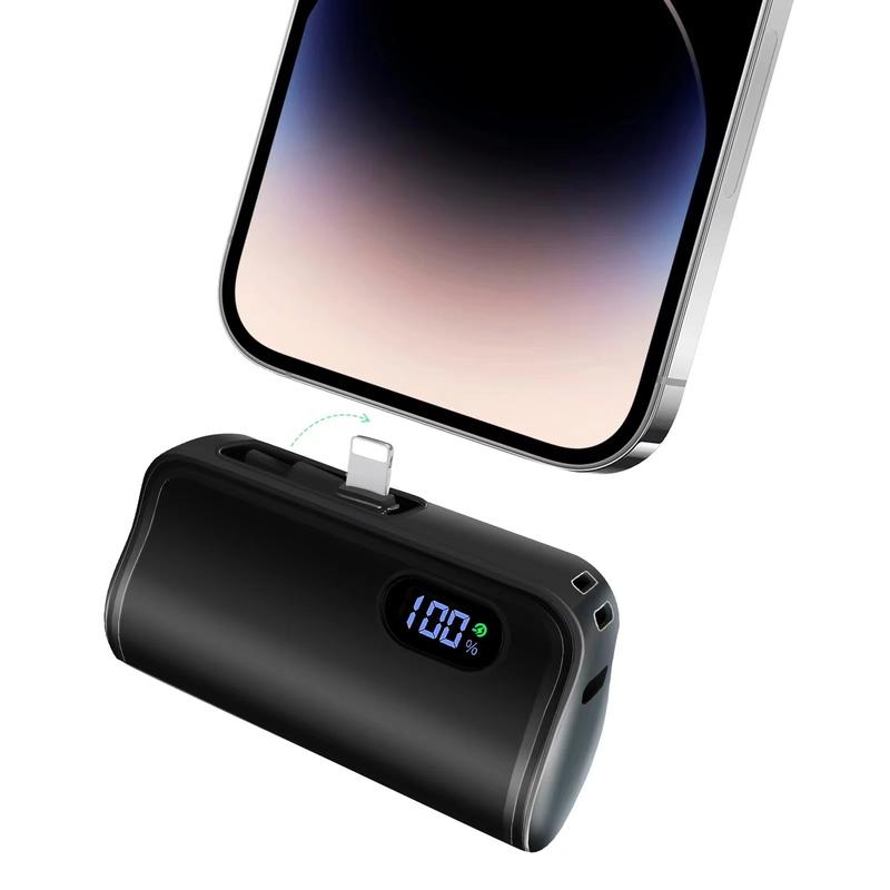 6000mAh Mini Portable Charger Power Bank with LED Display. Compatible with iPhone 15 15 Pro 15 Plus, 14 14 Pro 14 Plus Series and Android (Black).