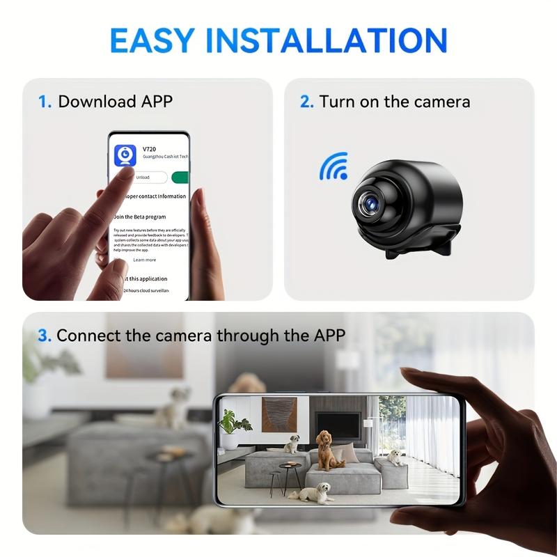 HD WiFi Mini Security Camera - Indoor Outdoor Remote Viewing, Wireless Home Monitor with USB Power mini camera cctv