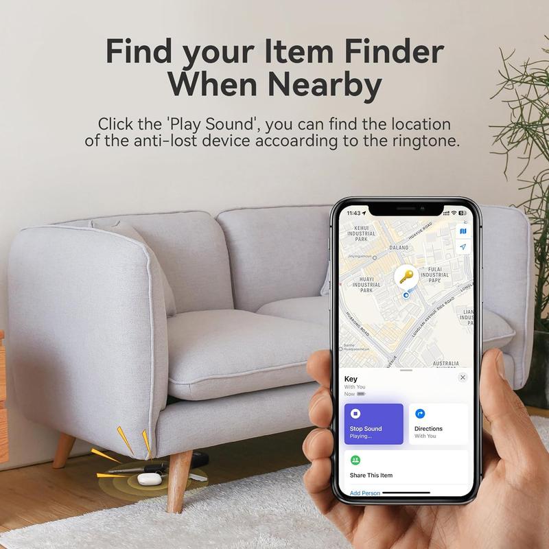 Key Finder, Wallet Tracker Works with Apple Find My (iOS only), Replaceable Battery, Water-Resistant, Bluetooth Item Finder for Bags, Luggage, Pets & Backpack airtag