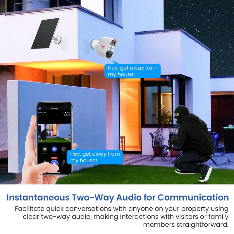 1080P Wireless Camera, Security Camera With AI Human Detection, PIR Motion Detect, Night Vision, 2-way Audio, 2.4GHz Wi-Fi, Cloud Storage Service, Indoor Outdoor Surveillance Bullet Cam