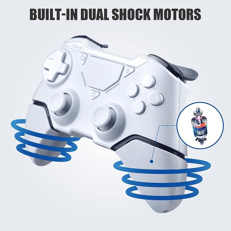 Wireless Controller for PS-4,Wireless Game Controller for PS-4 Pro Slim Console, with Dual Vibration 6-Axis Gyro Sensor Audio Function compatible for PC Platform (White) wireless gamepad