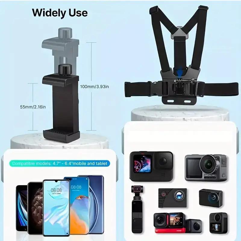 Action Camera Kit, Action Phone Clip Mount, Sports Camera Accessories, Outdoor Shooting Accessories, Outdoor Shooting Accessories for Gopro Phone Osmo