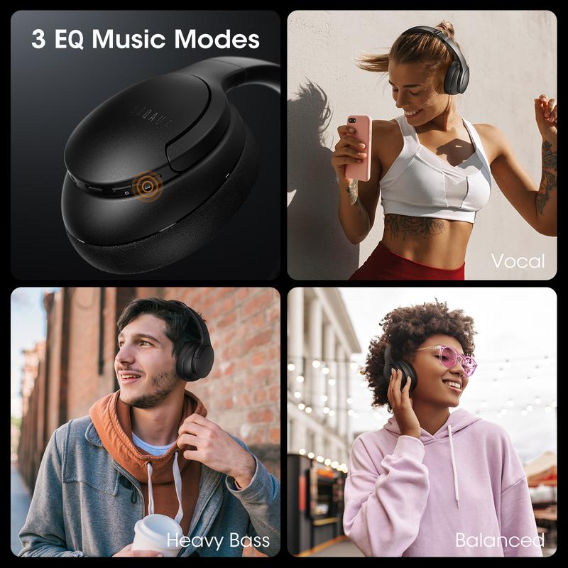 DOQAUS Bluetooth Headphones Over Ear, 90H Playtime Bluetooth 5.3 Wireless Headphones 3 EQ Modes, Built-in HD Mic, HiFi Stereo Sound,Deep Bass,Memory Foam Ear Cups for Phone PC gym Workout